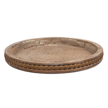 Whitewashed Round Decorative Wood Tray