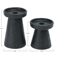 Luca Stoneware Candle Holder Set - Black