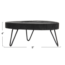 Paulownia Round Wood Pedestal- Black