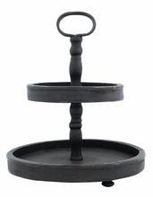 Antique Fir Tiered Tray - Black