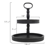 Antique Fir Tiered Tray - Black