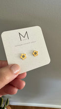 Daisy Stud Concrete Earrings, Gold or Silver