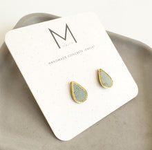 Concrete and Gold Teardrop Studs