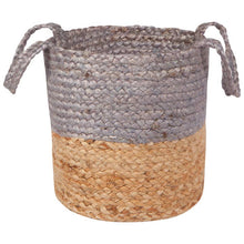 Dove Gray Block Small Jute Basket