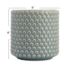 Round Stoneware Planter with Poka Dots