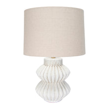 Fluted Terracotta Table Lamp w Linen Shade
