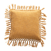 Mustard Throw Pillow with Fringe