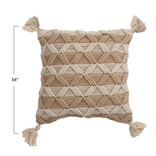 Cotton Macrame Pillow with Stripes and Tassels