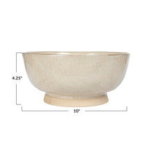 Stoneware Footed Bowl with Speckled Glaze - Large