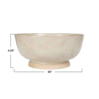 Stoneware Footed Bowl with Speckled Glaze - Large