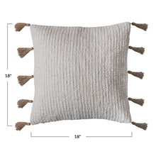 Cotton and Linen Blend Pillow with Jute Tassels