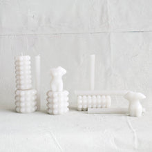 Dove Grey Hobnail Taper Candles