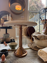 Adjustable Metal Cake Stand with Marble Top, Copper Finish