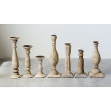 Ivory Wood Candle Holders- Set of 6