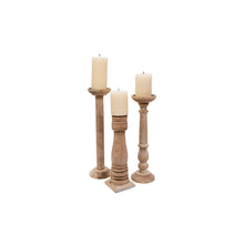 Ivory Wood Candle Holders- Set of 6