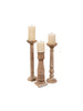 Ivory Wood Candle Holders- Set of 6