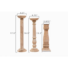 Ivory Wood Candle Holders- Set of 6