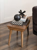 Mango Wood Stool with Woven Leather Top