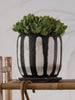 Black and Grey Hand-Painted Planter w/ Saucer Set