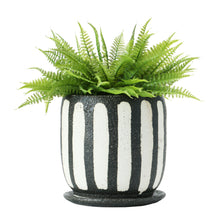 Black and Grey Hand-Painted Planter w/ Saucer Set