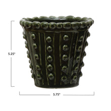 Round Stoneware Hobnail Planter