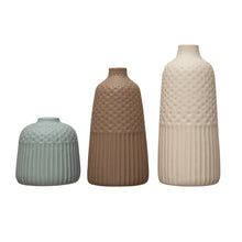 Muted Matt Stoneware Vases-Multicolor, Set of 3