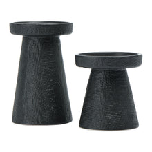 Luca Stoneware Candle Holder Set - Black