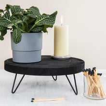 Paulownia Round Wood Pedestal- Black