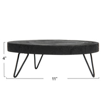 Paulownia Round Wood Pedestal- Black