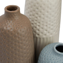 Muted Matt Stoneware Vases-Multicolor, Set of 3