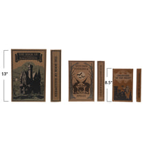 Wood and Linen Halloween Book Storage Boxes