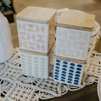 Hand-Stamped Stoneware Canister