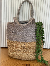 Dove Gray Block Small Jute Basket