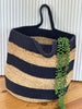 Midnight Blue Block Large Cotton Jute Basket