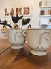Stoneware Face Planter w/ Handles & Saucer