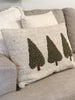 Hand-Woven Wool Lumbar Pillow with Embroidered Trees and Beads