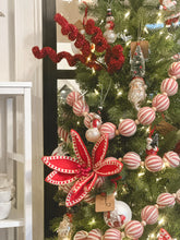 Red & Cream Fabric Poinsettia Pick with Stitching