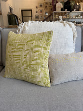 Green Cotton Pillow with Kuba Cloth Pattern