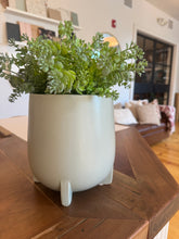 Large Green Stoneware Footed Planter