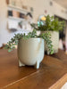 Small Green Stoneware Footed Planter