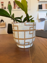 Cream and Taupe Geometric Line Planter