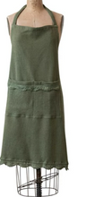 Cotton Apron with Pockets and Lace Trim