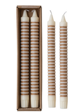 Brown Striped Taper Candles