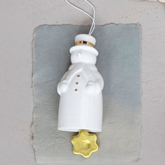 Stoneware Snowman Bell Ornament