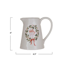 Holly Jolly Stoneware Pitcher