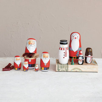 Wood Santa Nesting Dolls