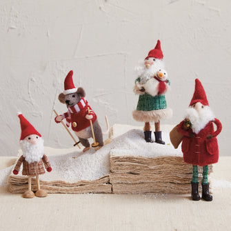 Wool Felt Santa Figurine