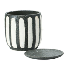 Black and Grey Hand-Painted Planter w/ Saucer Set