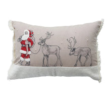 Santa Walking Reindeer Lumbar Pillow