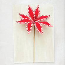 Red & Cream Fabric Poinsettia Pick with Stitching